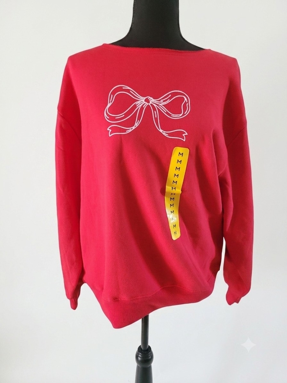 State of Mind Red Pullover with White Bow Accent
